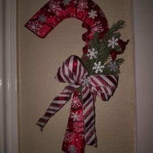 Festive Red Candy Cane Holiday Decoration